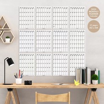2027 Aylık Planlayıcı Duvar Takvimi, 33x48 Cm & A4 Takvim, 12 Ay Poster Takvim, Organizer Takvim