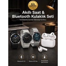 Mey İthalat Aynalı Bluetooth Kulaklık Yeni Nesil Akıllı Saat Titreşimli Nabız Ölçer Spor Modları