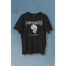 Darkness Skull Luther Gothic Kuru Kafa Gotik Baskılı Siyah T-shirt Unisex Tişört 001