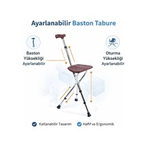 Dm-74 Oturaklı Baston Yüksekliği Ayarlanır Alüminyum Oturaklı Baston Katlanabilir 27 Cm Geniş