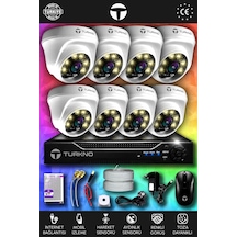Turkno 8 Kameralı Domie 8 İç Kamera Set HDD'siz Full HD Renkli Gece Görüşlü Güvenlik Kamerası Sistemi