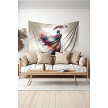 Renkli Yağmur Desenli Duvar Halısı Duvar Örtüsü Tapestry Süet Dokulu Kumaş