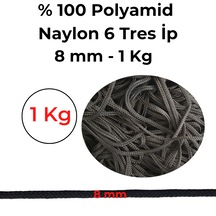 Örsan File - %100 Polyamid Naylon 6 Tres İp - 8 mm - 1KG - Siyah