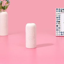 Kpmm Bohem Porselen Vazo - Beyaz - 6,3x6,3x14,5 Cm Çok Renkli