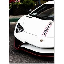 Cakasepetim Beyaz Lamborghini Ön Detay Ahşap Mdf Tablo