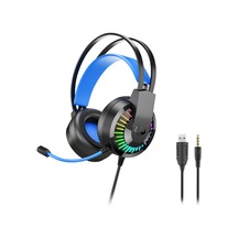 Yaozixa Ovleng Gt68 Kablolu Kulaküstü Kulaklık, Oyun İçin Genişletilebilir Işıklı, Mikrofonlu, Ses Kontrolü, 3.5mm+usb Bağlantı, Mavi