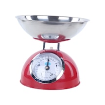 Paslanmaz Çelik 5 Kg Kapasiteli Mekanik İnce Ayar Terazi Hassas Ve Dayanıklı Tartım Kırmızı