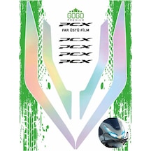 Honda Pcx 2021 - 2024 Uyumlu Far Üstü Film Hologram Çok Renkli