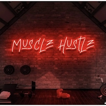 Muscle Hustle Yazılı Neon Tabela Kırmızı