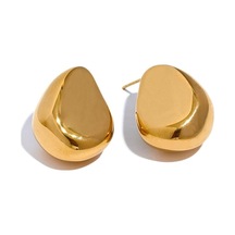 Novahub Altın Eetit Yeni Pürüzsüz 316l Paslanmaz Çelik Yaratıcı Geometrik Hollow Saplama Küpe Kadın 18 K Altın Kaplama Metal Su Geçirmez Takı Altın