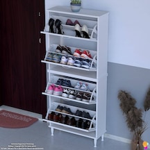 Modilayn Umay' 2 Li Kapı Önü 72 X 168 X25, 5 Cm Lik 4 Düşer Kapak 8 Göz Bölmeli Ayakkabılık Beyaz Cordoba