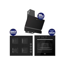 Flowart Turbolu Silenart QBL62CS - SS205 - D080SA Siyah Cam Ankastre Set