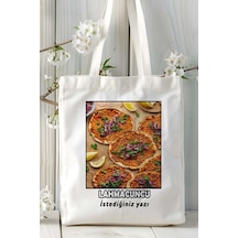 Art Hediye Lahmacuncu Baskılı Bez Omuz Çantası Kişiye Özel Model 2 Çok Renkli