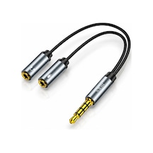 3.5mm Kulaklık Mikrofon Ayırıcı Kablo, Çift Girişli Aux Ses Adaptörü, Telefon Tablet Bilgisayar Kulaklık Hoparlör Uyumlu, Altın Kaplama, Alüminyum Gövde, Tak Çalıştır A329a