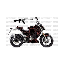 Benelli 125s Şimşek Kırmızı Siyah Tasarım Sticker Etiket Modeli