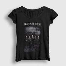 Presmono Kadın Skull Black Veil Brides T-shirt Siyah