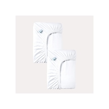 Beyaz Renk %100 Pamuk Penye Bebek Çarşafı 60x120cm - Lastikli Bebek Çarşafı 2'li Beyaz - 860728279