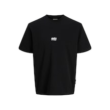 Jack & Jones Core Erkek Tişört Ön Baskılı Kısa Kollu Bisiklet Yaka Siyah