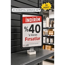 10 Adet - A5 Mıknatıs Tutuculu Fiyatlık Etiketlik Dikey Yatay Ve Bilgilendirme Çerçevesi Siyah