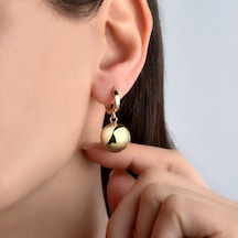 925 Ayar Altın Mikron Kaplama Top Sallantılı Küpe - E00279 Gold