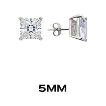 Oya Silver Kare Tırnaklı Zirkon Tektaş Rodyumlu Vidalı Unisex Gümüş Küpe 5mm Oysy140