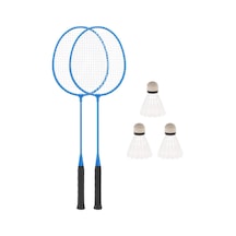 Suntek 3 Naylon Topları Ile 2 Adet Badminton Raketleri Aile Mavi