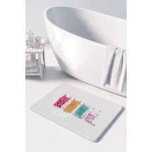 Buççin Online Mağaza Sevimli Tasarımlı Mikrofiber Banyo Paspası, Kaymaz Taban, Makinede Yıkanabilir 40x60 Polyester Ort Çok Renkli