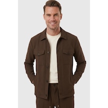 Rizzup Kahve Slim Fit Gofre Dokulu Yazlık Spor Takım Elbise Yarım Astarlı Likralı 2 Li Kombin 2604007