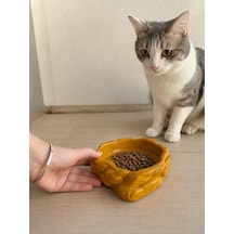 Hubrendy Sh Eko Form Model Beton Kedi Köpek Mama Ve Su Kabı 16cm 16cm 5.5cm - Bronz