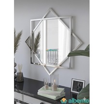 Tr 8 Köşeli Gümüş Selçuklu Dekoratif Hol Aralık Salon Ofis Banyo Wc Duvar Aynası Gümüş 60 X 60 Genel