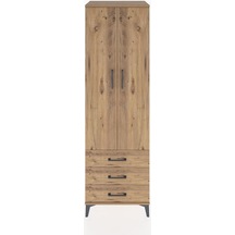 Hyperion Dolap 2 Raflı 3 Çekmeceli Tek Askılı 60x44x195 Çam-çam Çam