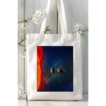 Art Hediye Astronomi Baskılı Bez Çanta Omuz Çantası Kişiye Özel Desen 6 Çok Renkli