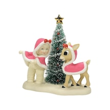 Snowbabies Rudolph Kırmızı Burunlu Ren Geyiği Mutlu Noeller Clarice Heykelcik, 15 Cm, Çok Renkli Diğer