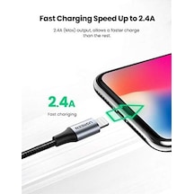 Mfi Lisanslı Usb-a & Lightning Örgülü Data Ve Şarj Kablosu, 2 Metre, Siyah, 60158