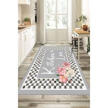 Gri Kaymaz Tabanlı Kitchen Love Mutfak Halısı Yolluk Vh094n11