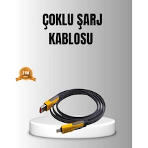 65w 4 Ü 1 Arada Örgülü Hızlı Şarj Kablosu Usb-c Usb-a Çoklu Şarj Dayanıklı Siyah