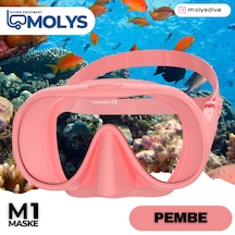 M1 Molys Dalış Maskesi + Kutusu + Şnorkel Seti Pembe