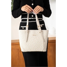 Just Polo Kadın L Büyük Boy Lüks El Çantası Ebat : 24 X 27 Cm Shopper Krem