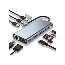 Usb C Hub, Yerleştirme İstasyonu, 11&apos İ 1 Arada Usb C Adaptörü, 4k Hdmı, Vga, Usb 3.0 Bağlantı Noktaları, C Tipi Pd, Gigablit Ethernet Rj45, Sd/tf Kartları, 3,5 Mm Aux, Macbook Pro/air İle Uyumlu, Daha Fazla C Tipi Cihazlar 01