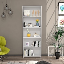 Bmdekor Lilium 5 Raflı Dekoratif Kitaplık Beyaz