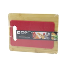 2pcs Set Ahşap Bambu - Plastik Kesim Panosu - Kesme Tahtası Pls:15x25cm- Ahş:22x28cm Bx40 Çok Renkli