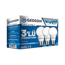 Gedson Led Ampul 9 Wat Beyaz Işık Eko Avantajlı Paket 3'lü