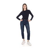 Penyebizden Likralı Pamuk Crop Tişört-slim Fit-lacivert