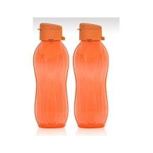 2'li Set Eko Şişe Suluk - Pratik Kapak Matara 2x 750 Ml Turuncu Plastik Diğer