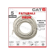5 Metre 5Mt Hazir Pressli Cat6 Ethernet Internet Modem Kablosu