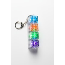 Işıklı Klavye Stres Giderici Anahtarlık, Mekanik Tuşlu Click Sesli Rgb Led Işıklı Mini Klavye A