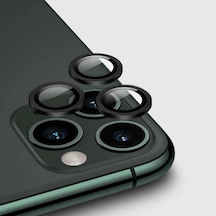 Ennar Apple Uyumlu iPhone 11 Pro Metal Çerçeveli Kamera Koruma Lensi Siyah Siyah