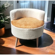 Tekli Puf ,makyaj Önü Pufu,çay Seti Tekli Koltuk, Berjer Salon, Balkon, Ofis Beyaz Turuncu Üst