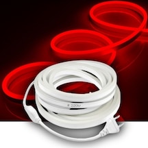 Kırmızı Neon Şerit Led Fişli 220v Esnek Dış Mekan, Bahçe, Açık Alan Dekoratif Aydınlatma 5 Metre