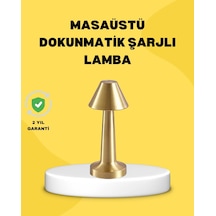Kablosuz Led Masa Lambası 1800mah 3 Renk Aydınlatma Dokunmatik Sarı Altın